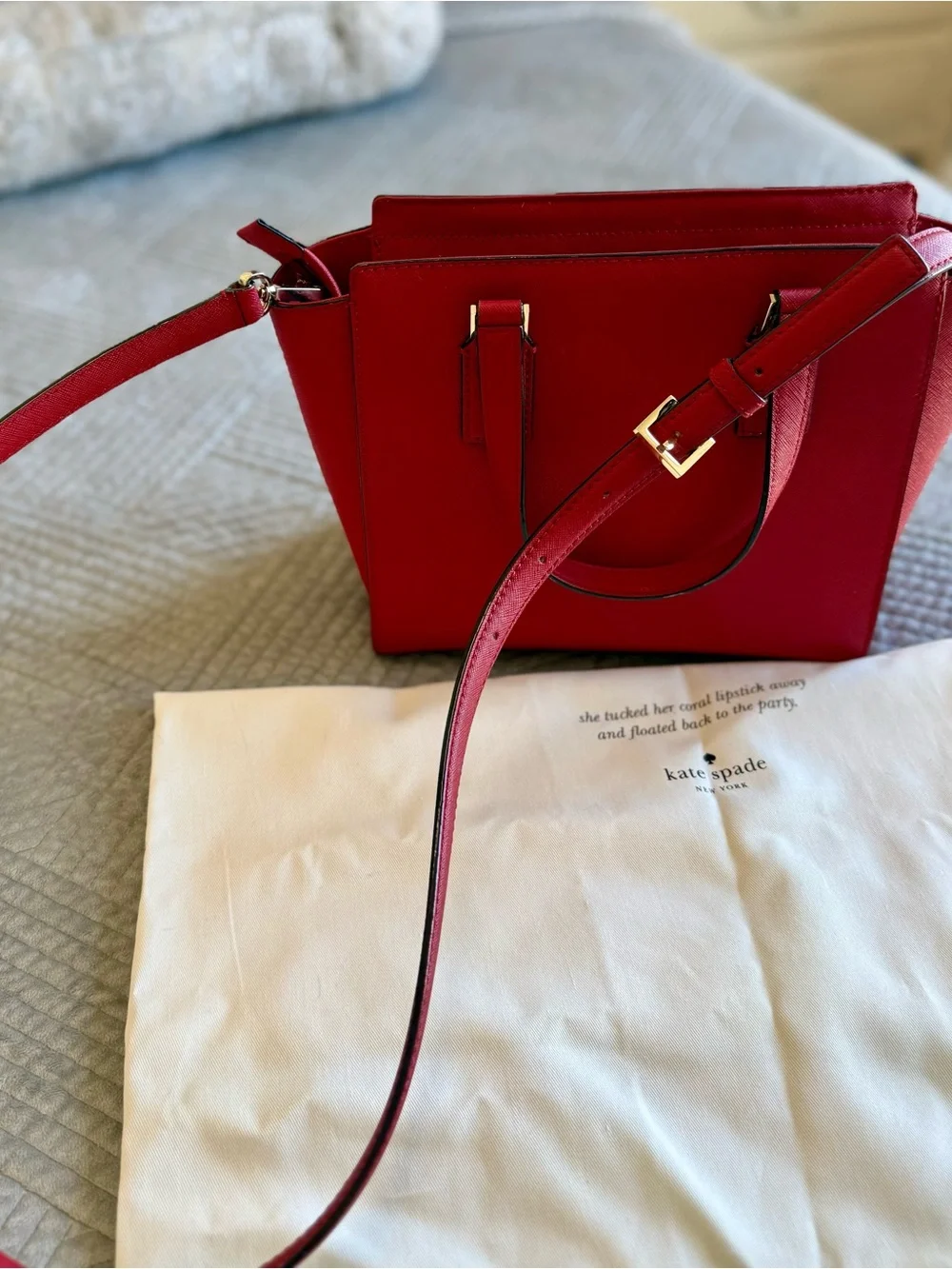 Kate Spade New York- Red Saffiano Leather Sachel